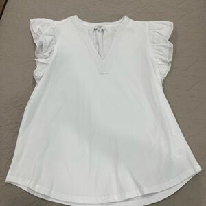 Crown & Ivy White Ruffle Sleeve Top
